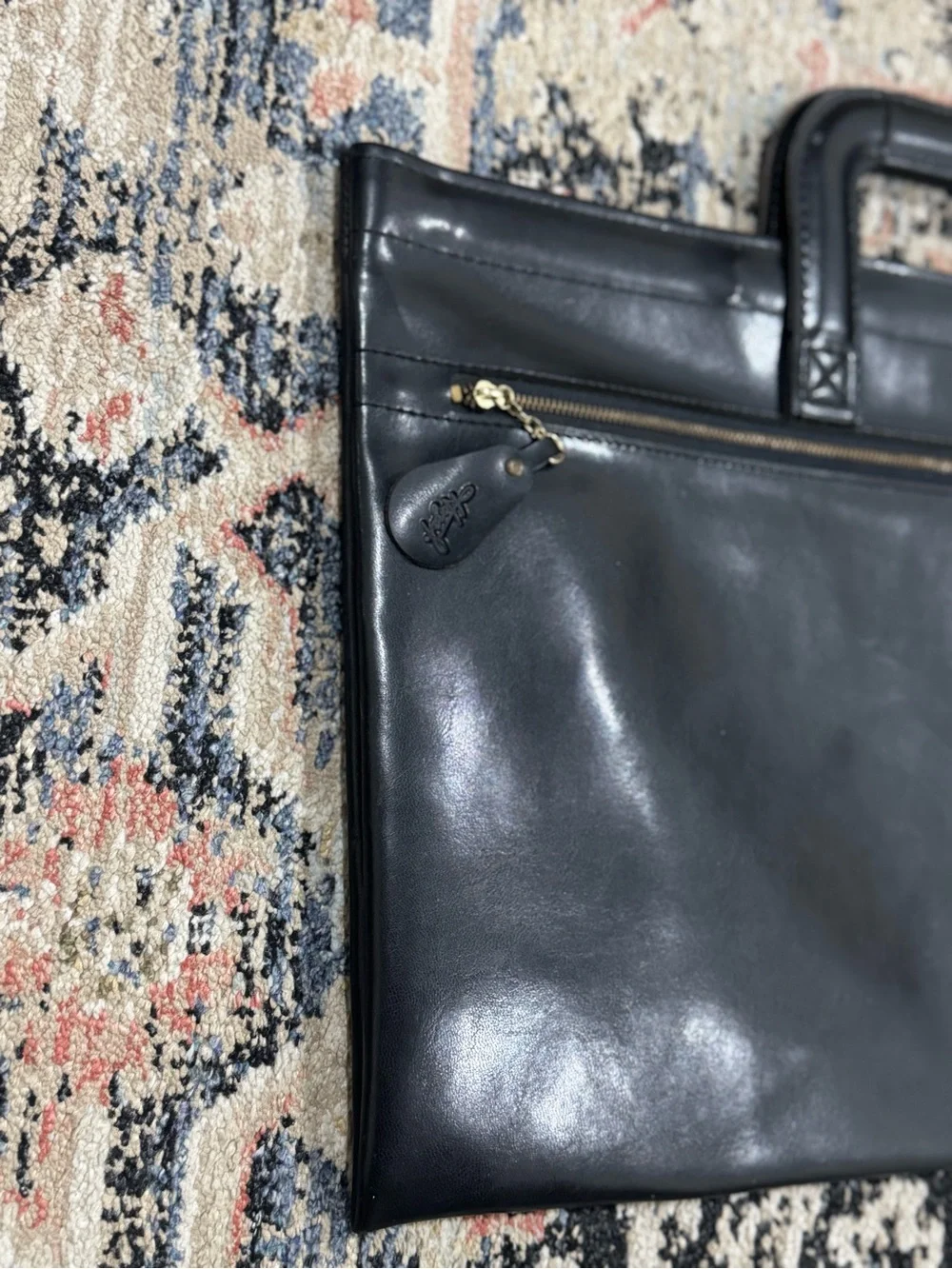 Vintage Hazel Black Document Briefcase Portfolio Bag Attache Case Leather 17